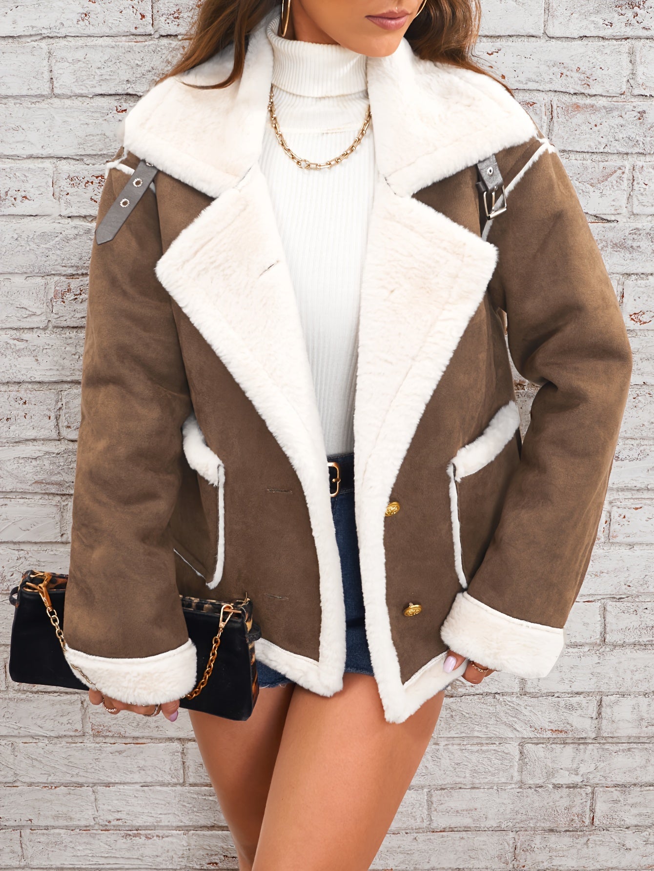 Lapel Plush Jacket, Winter Warm Casual Outwear