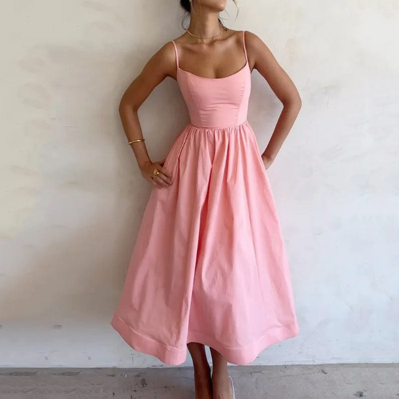 Sleeveless A-Line Midi Dress