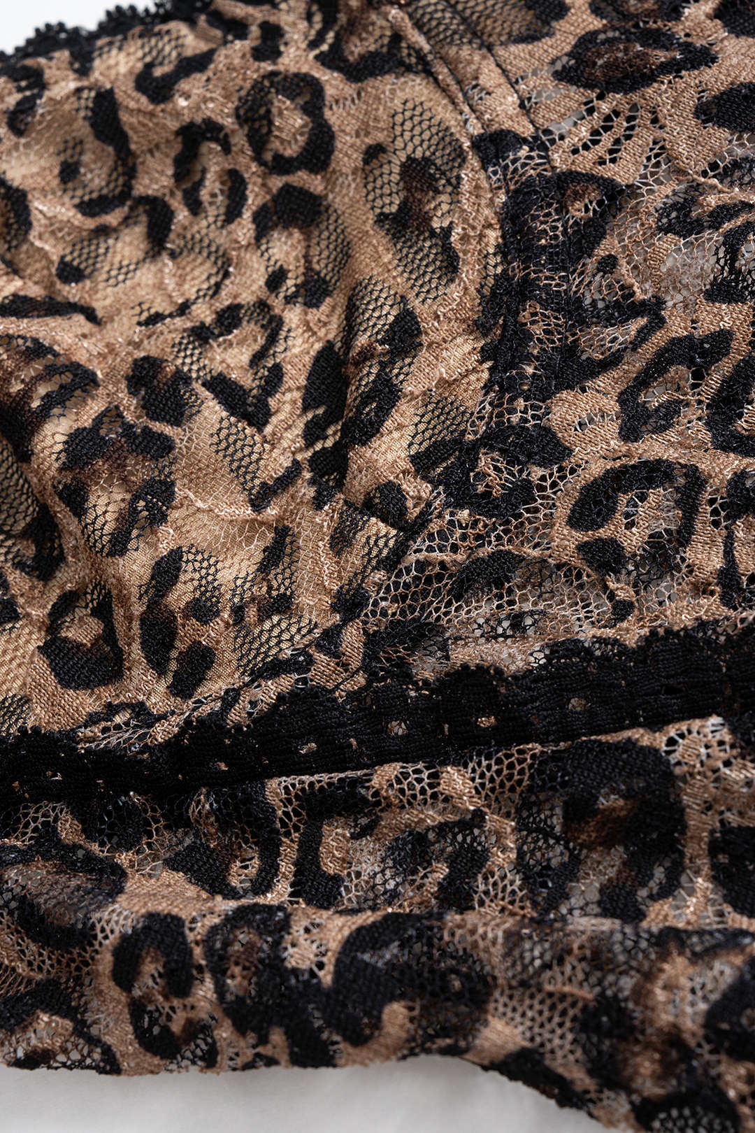 Leopard Print Lace Patchwork Backless Sleeveless Bodysuit