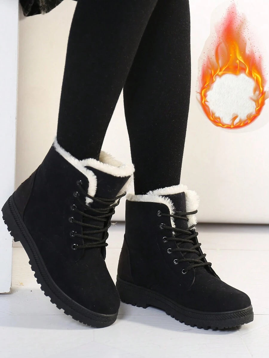 Women's Lightweight Snow Boots, Size 35-44, Short Boots, Warm & Anti-Slip Round Toe, Plus Size, Lightweight, High-Top, Flat Heel, Casual Mid-Aged Boots