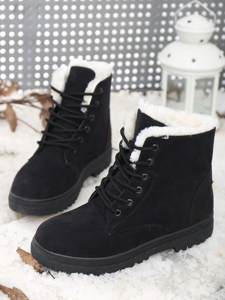 Women's Lightweight Snow Boots, Size 35-44, Short Boots, Warm & Anti-Slip Round Toe, Plus Size, Lightweight, High-Top, Flat Heel, Casual Mid-Aged Boots
