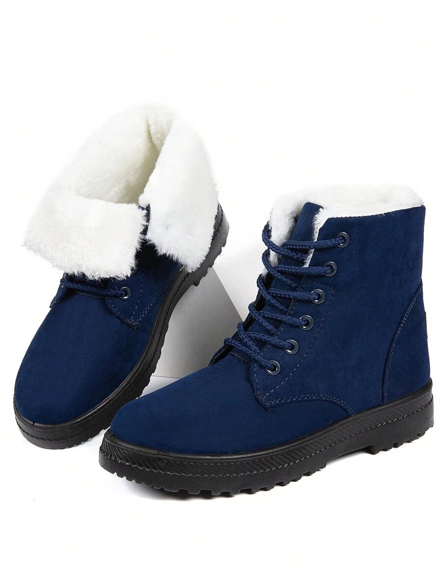 Women's Lightweight Snow Boots, Size 35-44, Short Boots, Warm & Anti-Slip Round Toe, Plus Size, Lightweight, High-Top, Flat Heel, Casual Mid-Aged Boots