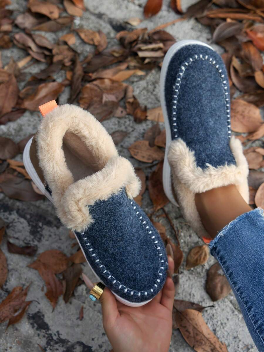 Women's Comfortable Plush Slip-On Flat Short Boots, Winter,Fur Boots