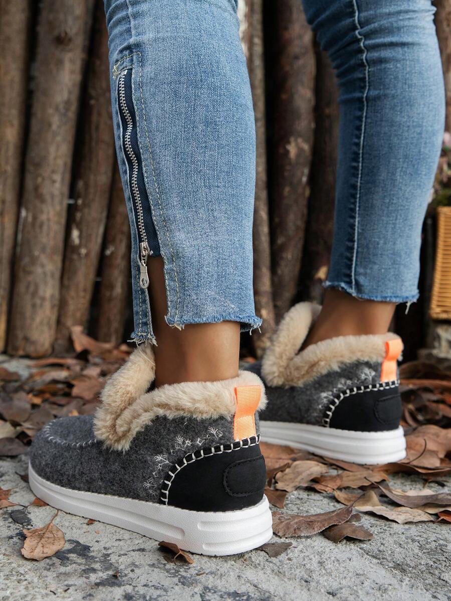 Women's Comfortable Plush Slip-On Flat Short Boots, Winter,Fur Boots