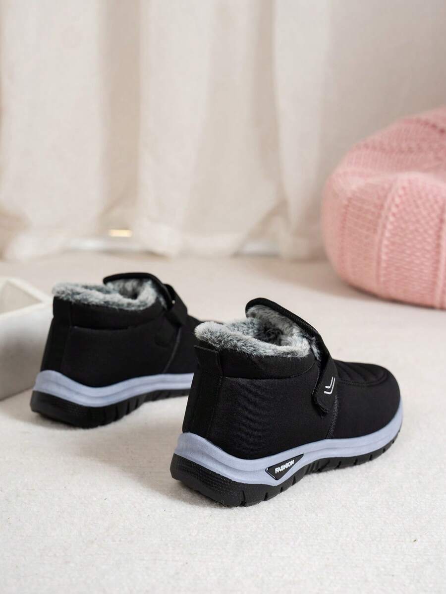 2025 Winter Fashion Women Self-Adhesive Decorative Thick Thermal Lined Warm Snow Boots, Outdoor Casual Sports Soft Bottom Comfortable Snow Shoes