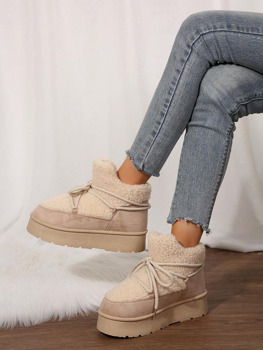 Thick Sole Heighten Warm Snow Boots For Women, New 2024 Design Thick Velvet Lining, Fashionable & Versatile Women Snow Boots