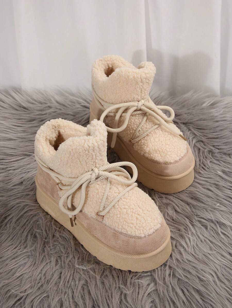 Thick Sole Heighten Warm Snow Boots For Women, New 2024 Design Thick Velvet Lining, Fashionable & Versatile Women Snow Boots