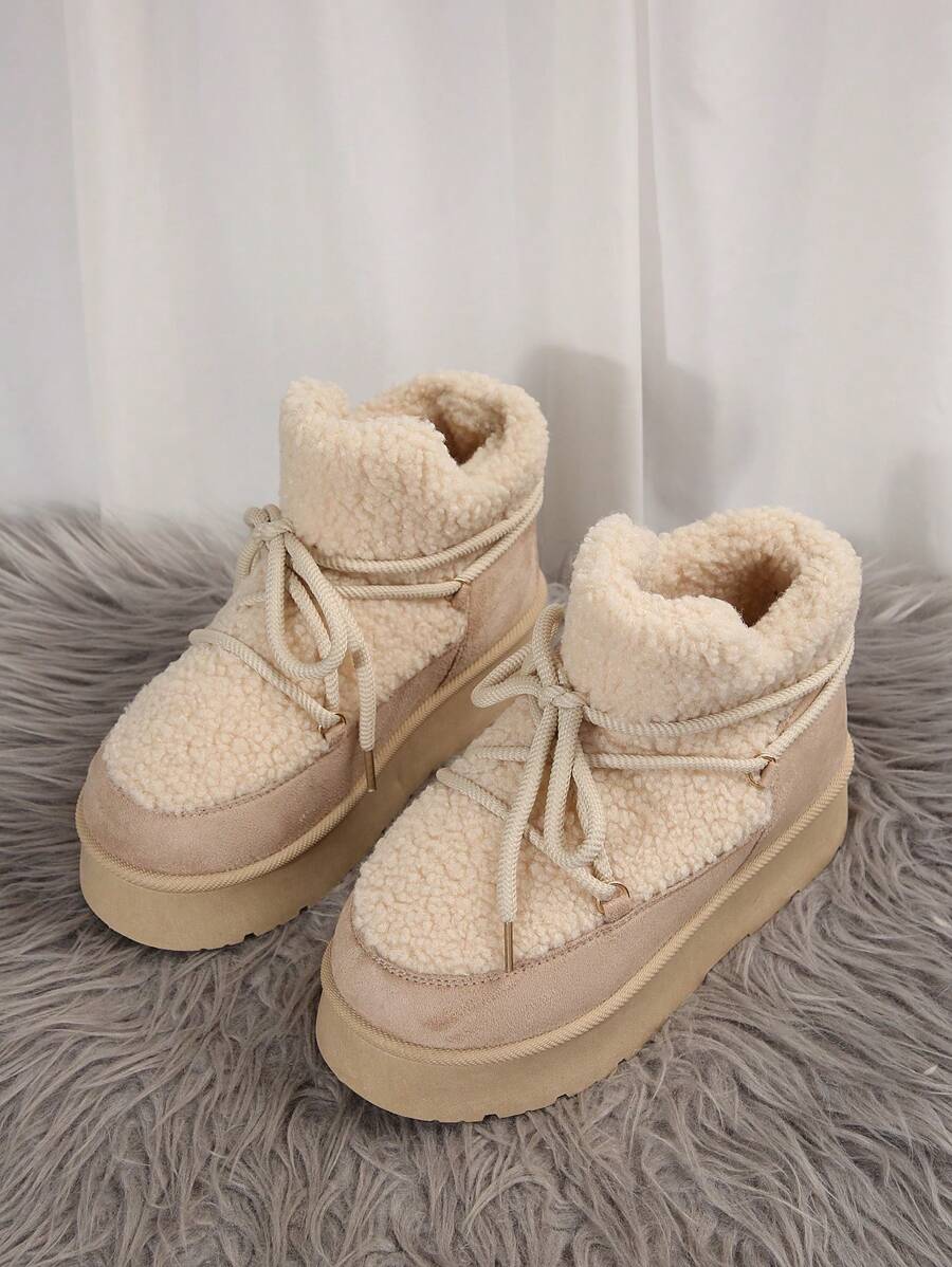 Thick Sole Heighten Warm Snow Boots For Women, New 2024 Design Thick Velvet Lining, Fashionable & Versatile Women Snow Boots