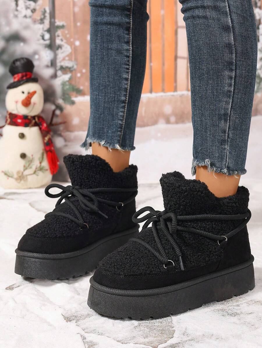 Thick Sole Heighten Warm Snow Boots For Women, New 2024 Design Thick Velvet Lining, Fashionable & Versatile Women Snow Boots