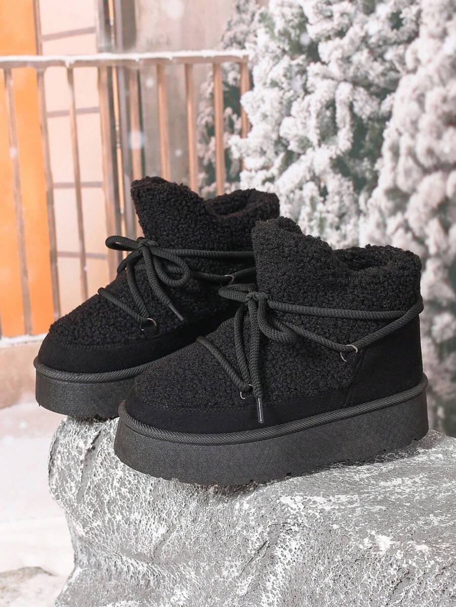 Thick Sole Heighten Warm Snow Boots For Women, New 2024 Design Thick Velvet Lining, Fashionable & Versatile Women Snow Boots