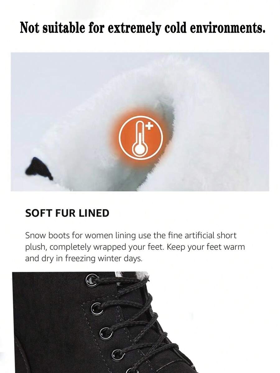 Women's Lightweight Snow Boots, Size 35-44, Short Boots, Warm & Anti-Slip Round Toe, Plus Size, Lightweight, High-Top, Flat Heel, Casual Mid-Aged Boots