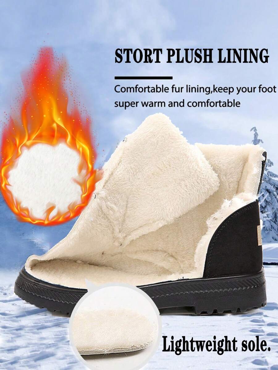 Women's Lightweight Snow Boots, Size 35-44, Short Boots, Warm & Anti-Slip Round Toe, Plus Size, Lightweight, High-Top, Flat Heel, Casual Mid-Aged Boots