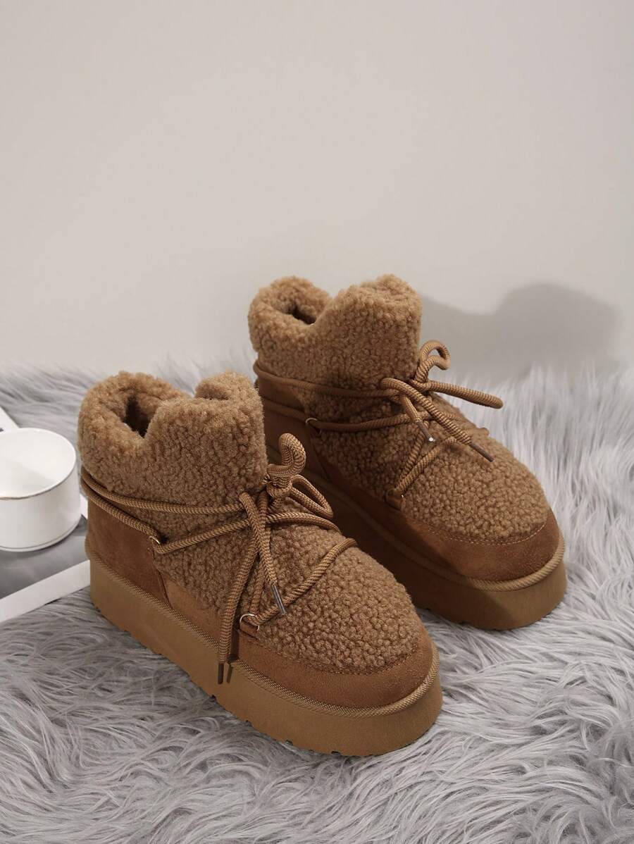 Thick Sole Heighten Warm Snow Boots For Women, New 2024 Design Thick Velvet Lining, Fashionable & Versatile Women Snow Boots