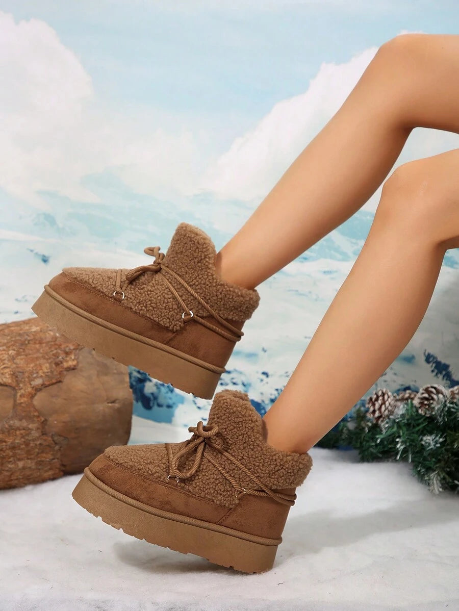 Thick Sole Heighten Warm Snow Boots For Women, New 2024 Design Thick Velvet Lining, Fashionable & Versatile Women Snow Boots