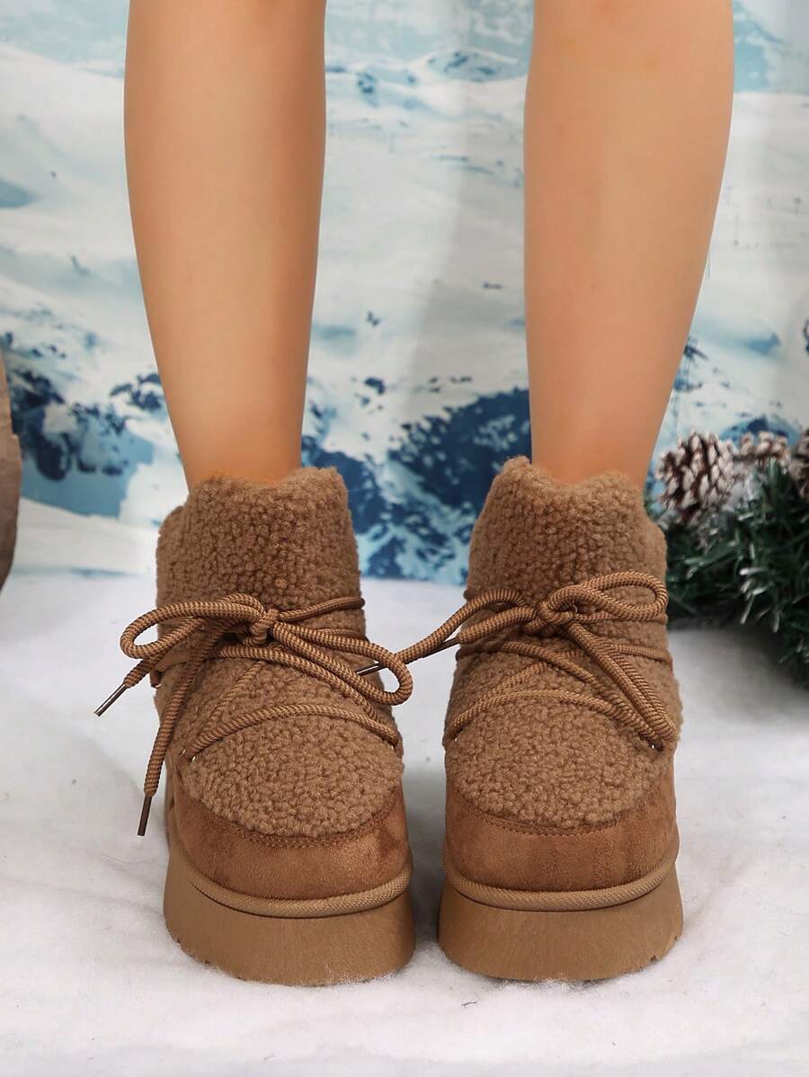 Thick Sole Heighten Warm Snow Boots For Women, New 2024 Design Thick Velvet Lining, Fashionable & Versatile Women Snow Boots