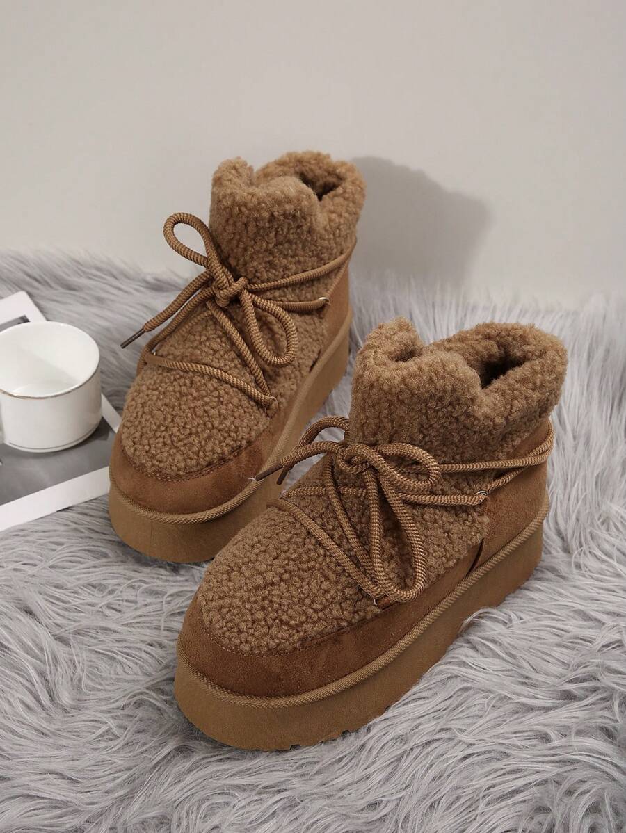 Thick Sole Heighten Warm Snow Boots For Women, New 2024 Design Thick Velvet Lining, Fashionable & Versatile Women Snow Boots