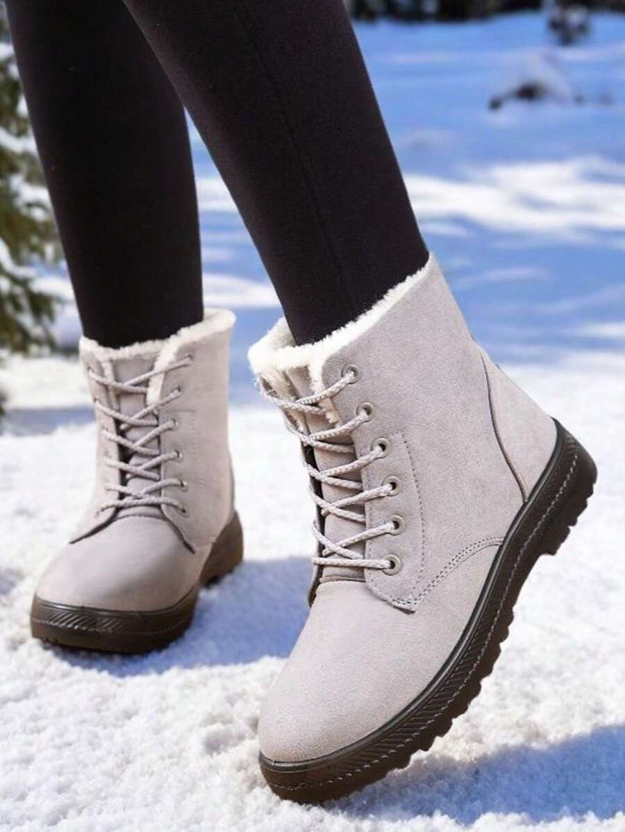 Women's Lightweight Snow Boots, Size 35-44, Short Boots, Warm & Anti-Slip Round Toe, Plus Size, Lightweight, High-Top, Flat Heel, Casual Mid-Aged Boots
