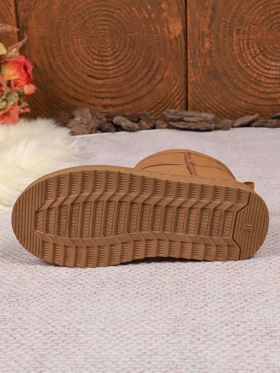 1 Pair Women's Solid Color Casual Fleece Lined Outdoor Warm Snow Boots, Home & Winter,Fur Boots