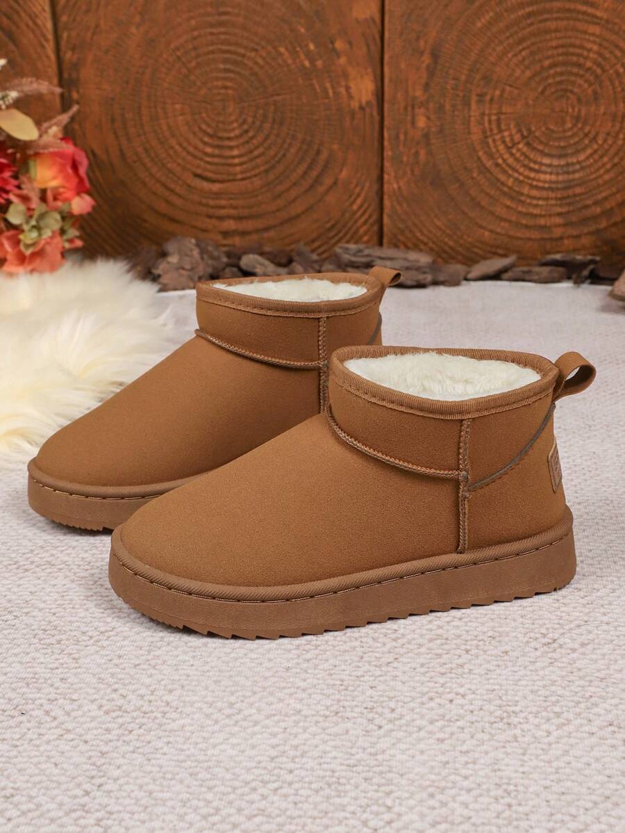 1 Pair Women's Solid Color Casual Fleece Lined Outdoor Warm Snow Boots, Home & Winter,Fur Boots
