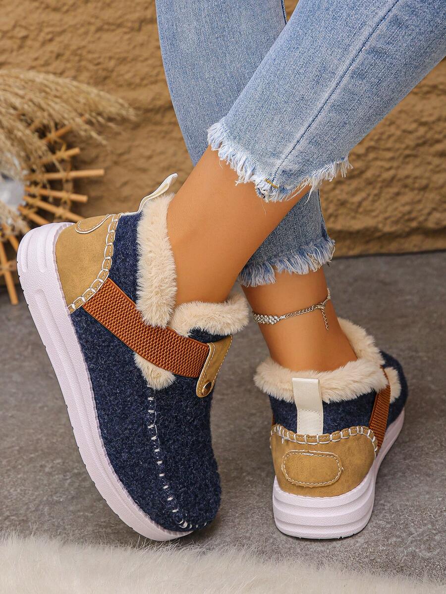 Women's Comfortable Plush Slip-On Flat Short Boots, Winter,Fur Boots