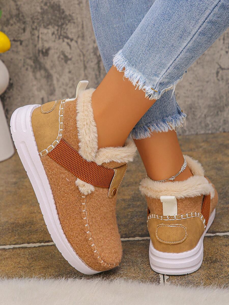 Women's Comfortable Plush Slip-On Flat Short Boots, Winter,Fur Boots