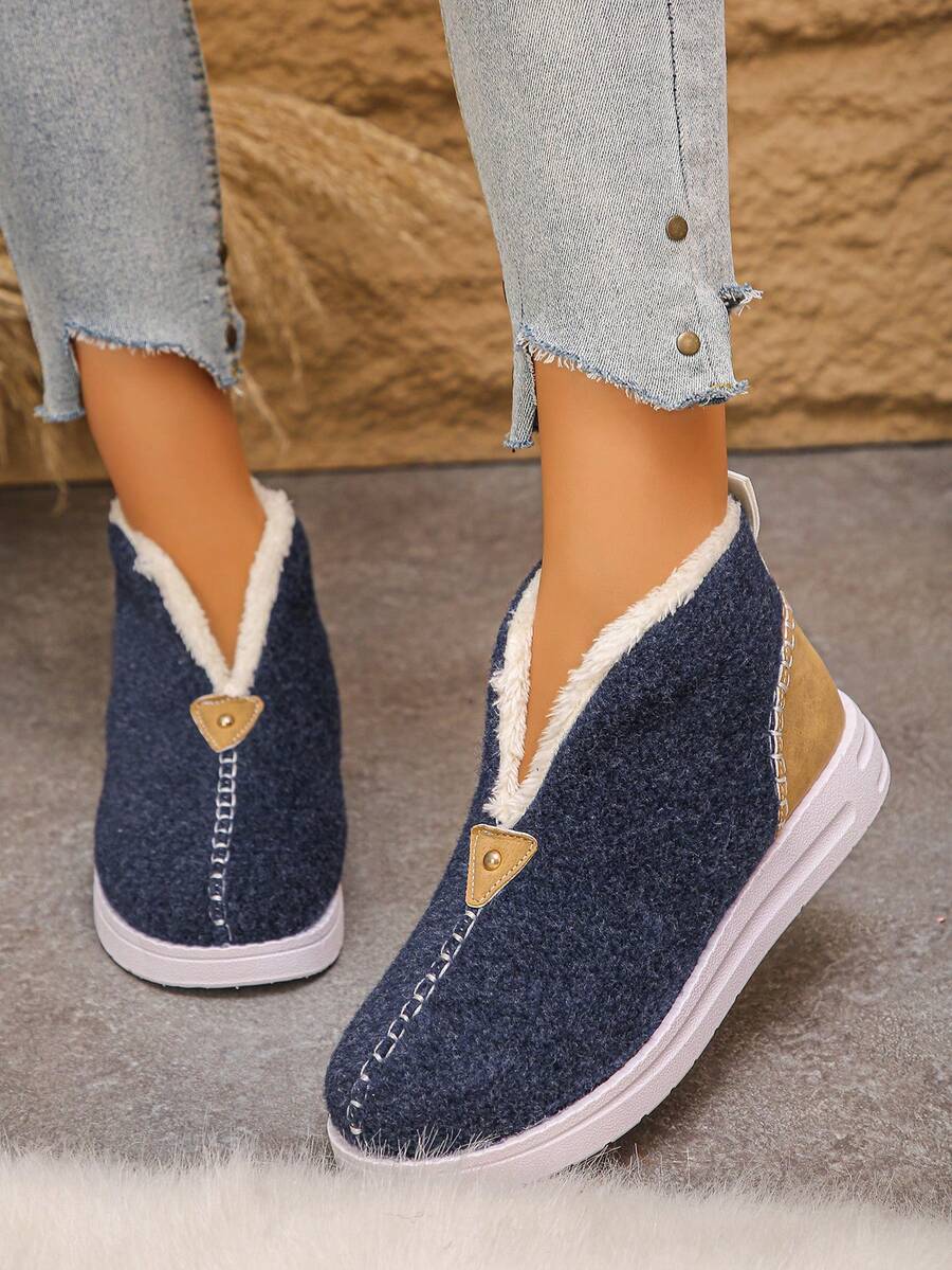 Women's Comfortable Plush Slip-On Flat Short Boots, Winter,Fur Boots