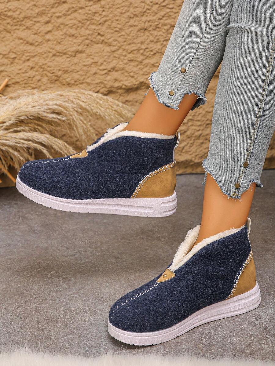 Women's Comfortable Plush Slip-On Flat Short Boots, Winter,Fur Boots