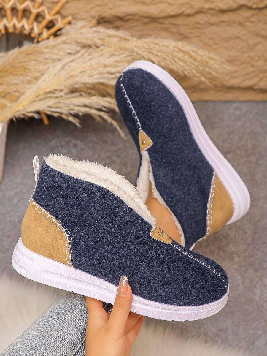 Women's Comfortable Plush Slip-On Flat Short Boots, Winter,Fur Boots