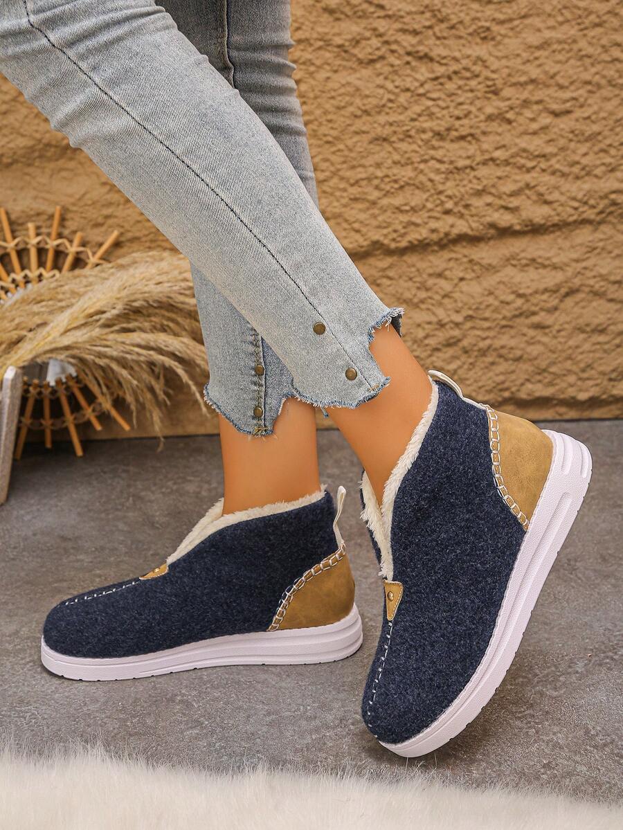 Women's Comfortable Plush Slip-On Flat Short Boots, Winter,Fur Boots