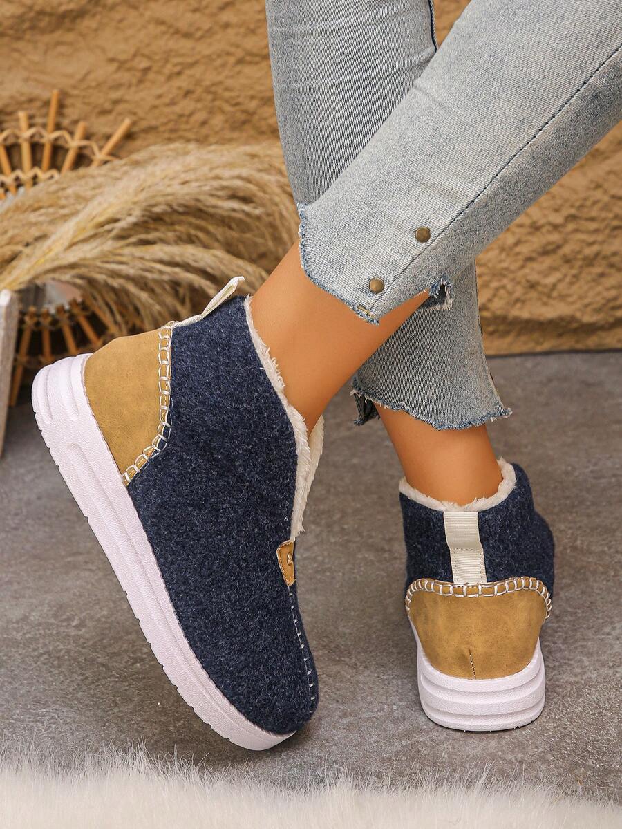 Women's Comfortable Plush Slip-On Flat Short Boots, Winter,Fur Boots