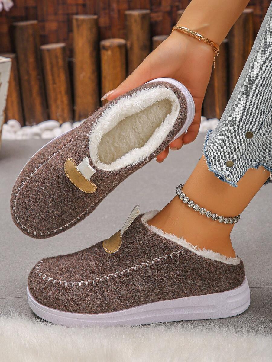 Women's Comfortable Plush Slip-On Flat Short Boots, Winter,Fur Boots