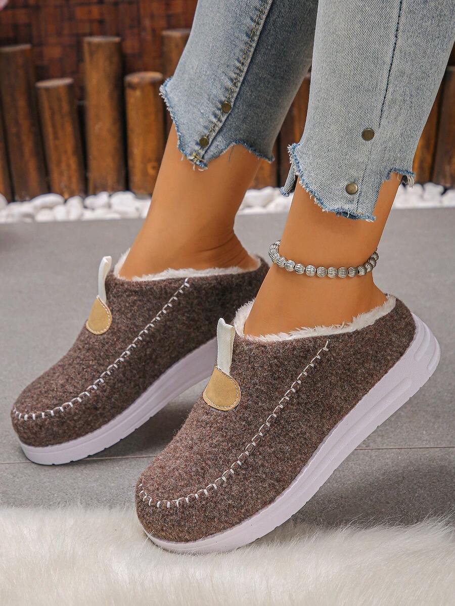 Women's Comfortable Plush Slip-On Flat Short Boots, Winter,Fur Boots