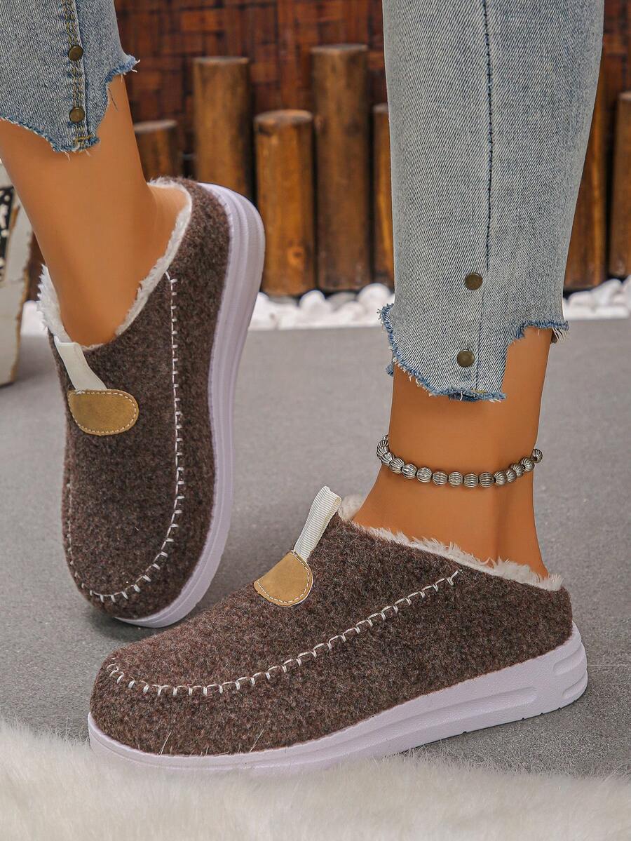 Women's Comfortable Plush Slip-On Flat Short Boots, Winter,Fur Boots