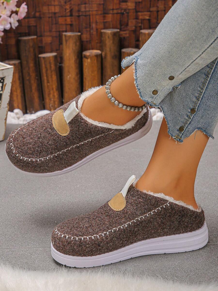 Women's Comfortable Plush Slip-On Flat Short Boots, Winter,Fur Boots