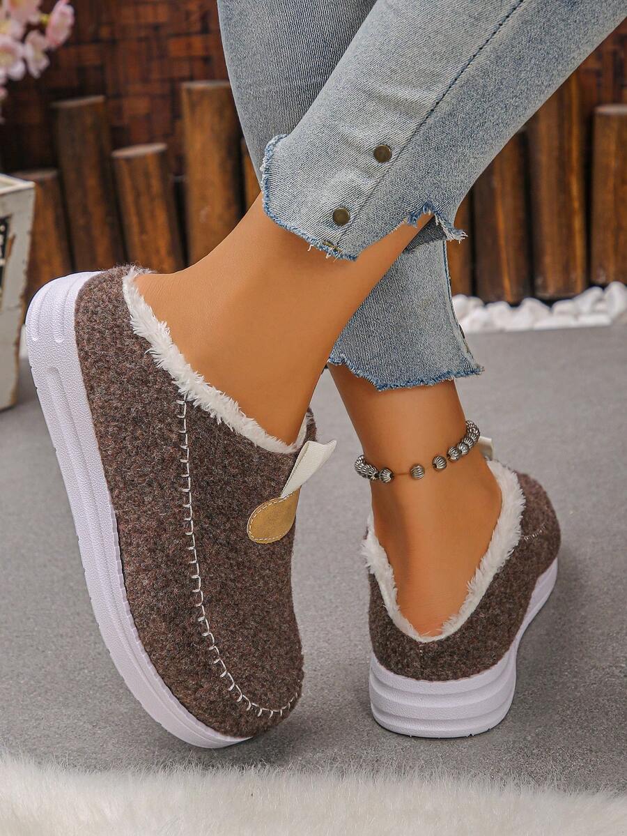 Women's Comfortable Plush Slip-On Flat Short Boots, Winter,Fur Boots