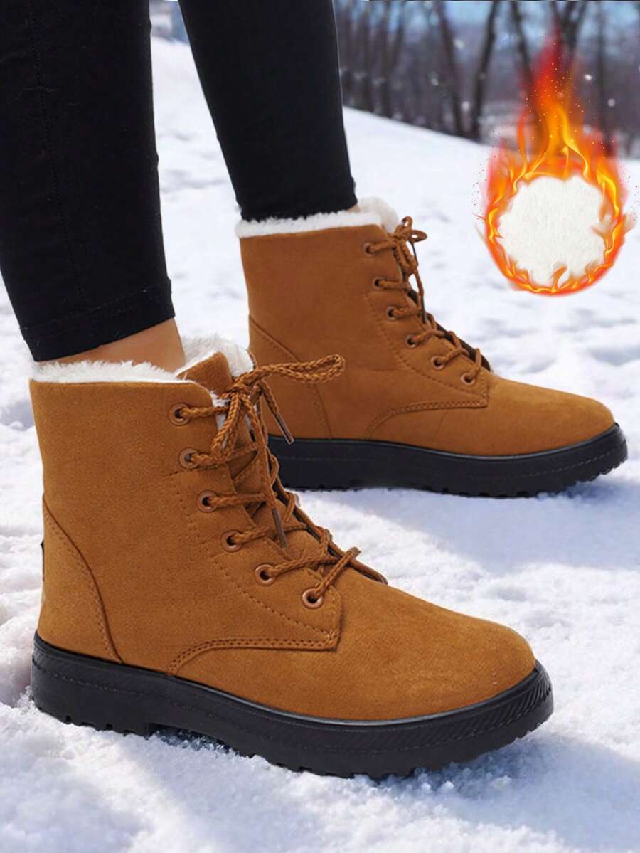 Women's Lightweight Snow Boots, Size 35-44, Short Boots, Warm & Anti-Slip Round Toe, Plus Size, Lightweight, High-Top, Flat Heel, Casual Mid-Aged Boots
