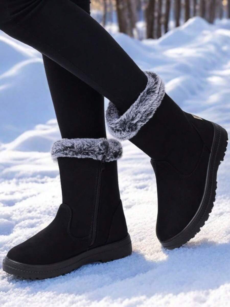 Women's Lightweight Snow Boots, Size 35-44, Short Boots, Warm & Anti-Slip Round Toe, Plus Size, Lightweight, High-Top, Flat Heel, Casual Mid-Aged Boots