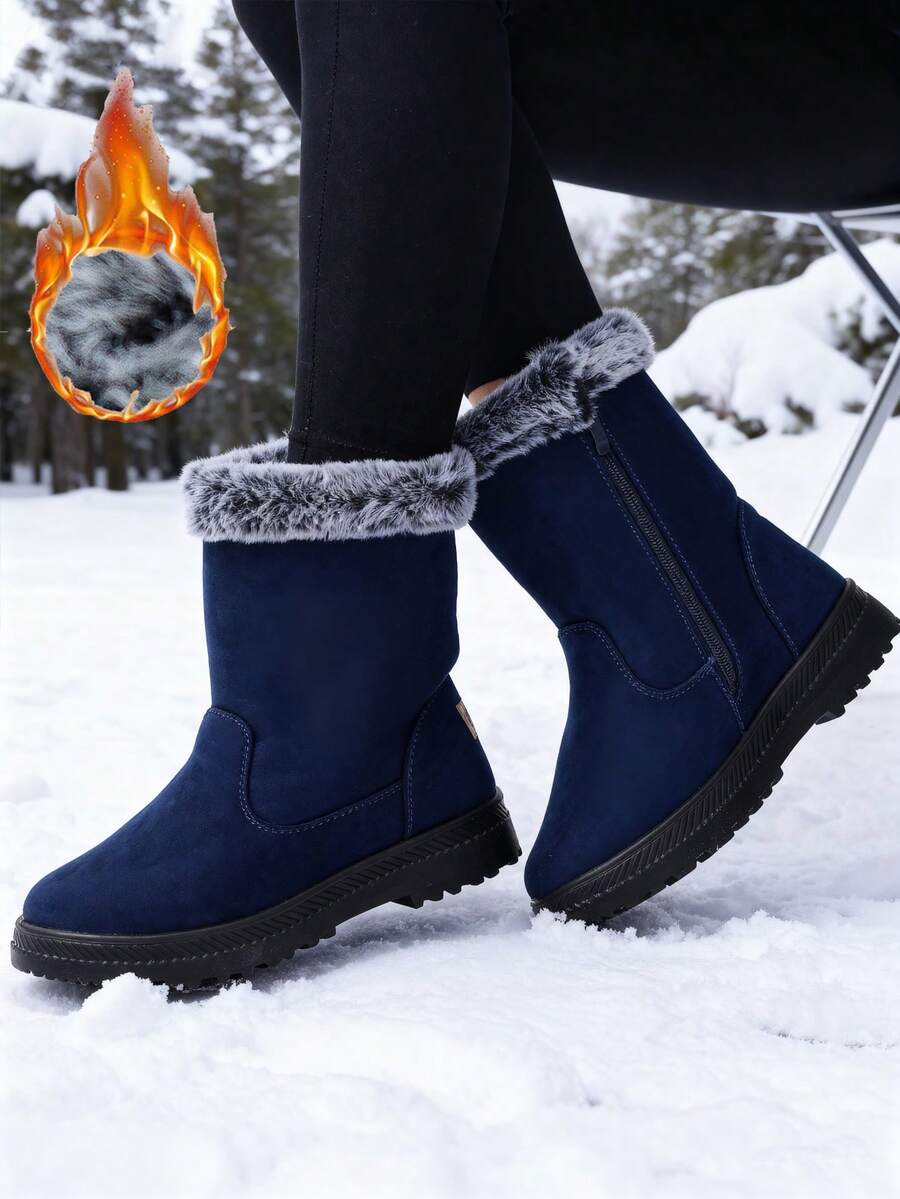 Women's Lightweight Snow Boots, Size 35-44, Short Boots, Warm & Anti-Slip Round Toe, Plus Size, Lightweight, High-Top, Flat Heel, Casual Mid-Aged Boots