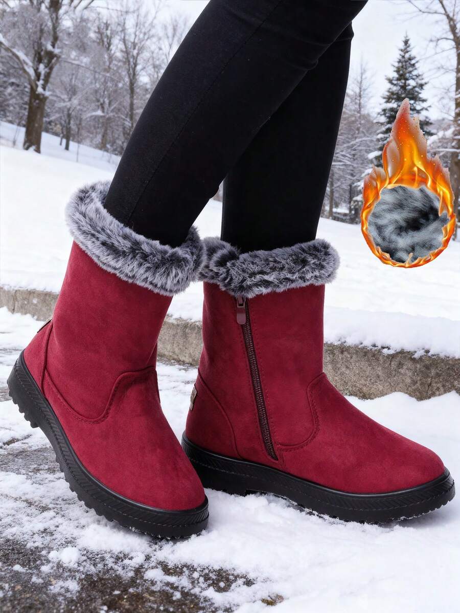 Women's Lightweight Snow Boots, Size 35-44, Short Boots, Warm & Anti-Slip Round Toe, Plus Size, Lightweight, High-Top, Flat Heel, Casual Mid-Aged Boots