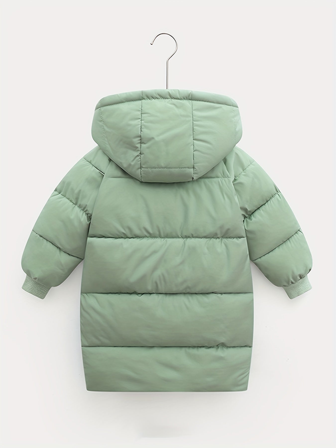 Hooded Jacket Medium Length Warm Zip Up Coat Winter