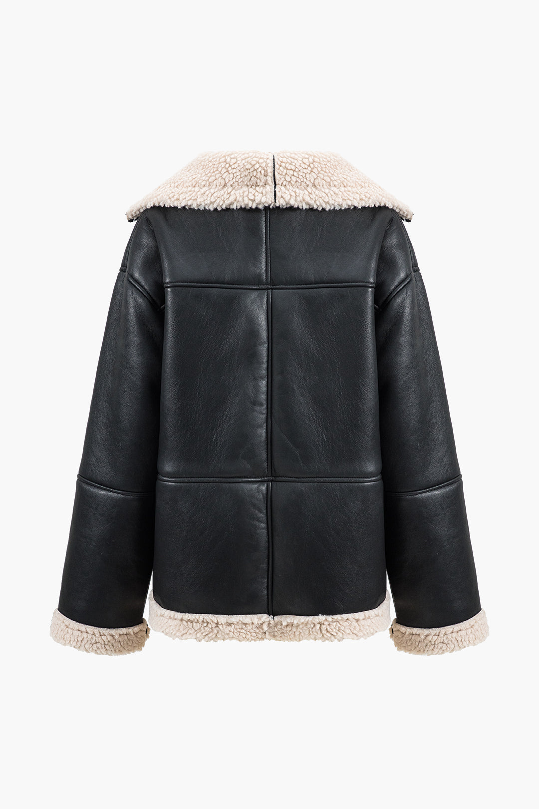 Faux Leather Fur Collar Jacket