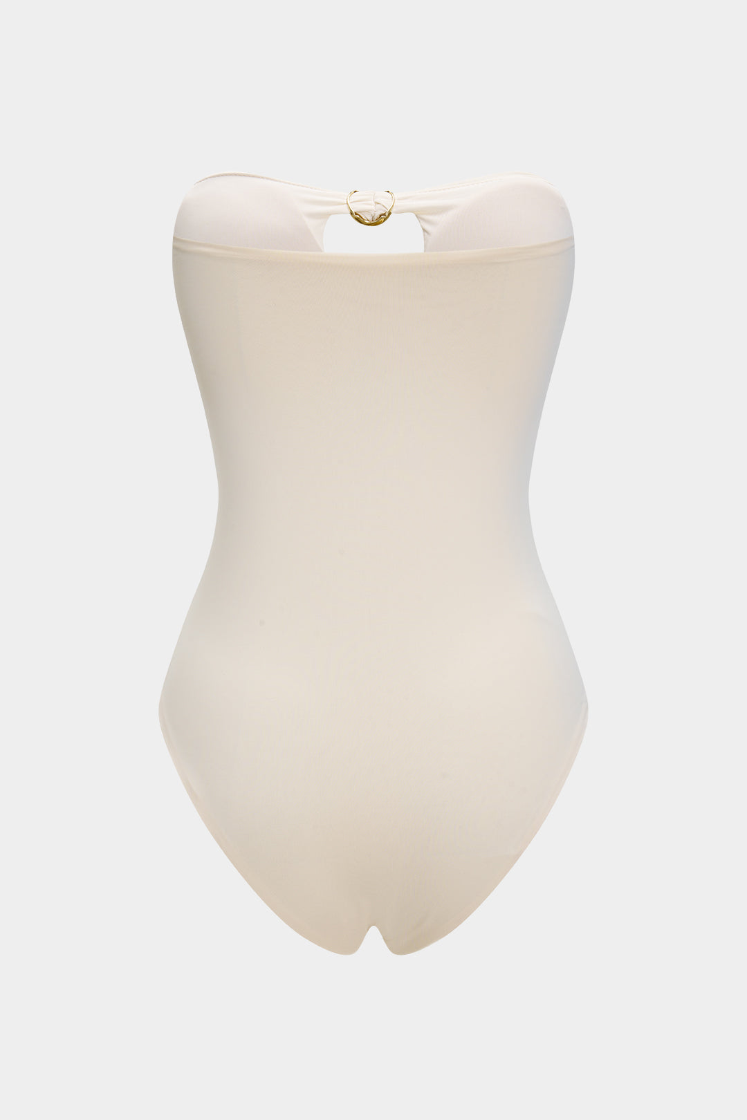 Metallic Decor Cut Out Ruched Strapless Sleeveless Tube Bodysuit