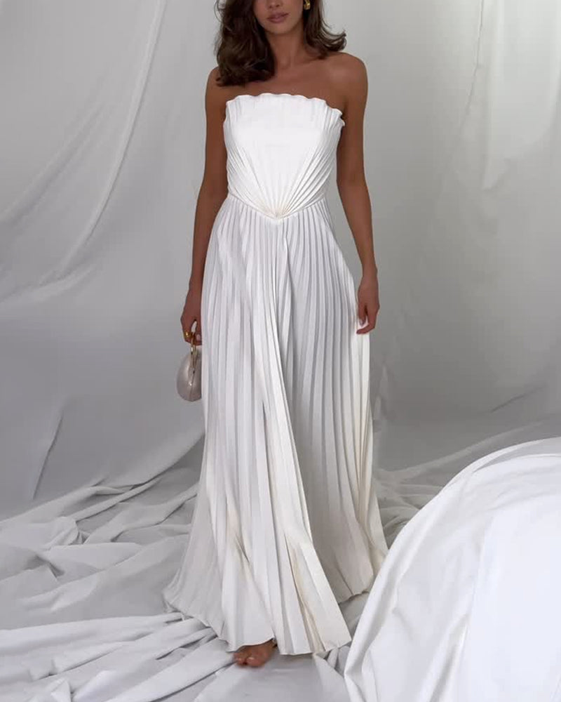 Elegant Pleated Vented Dress