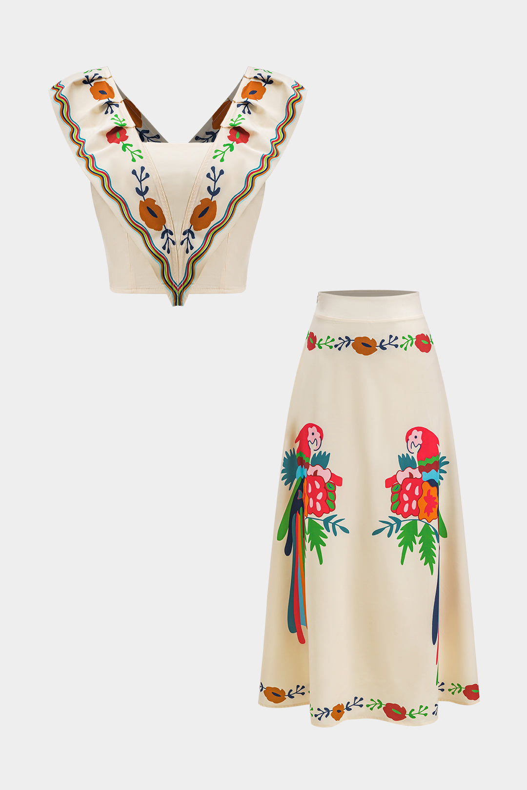 Floral Print Top And Skirt Set