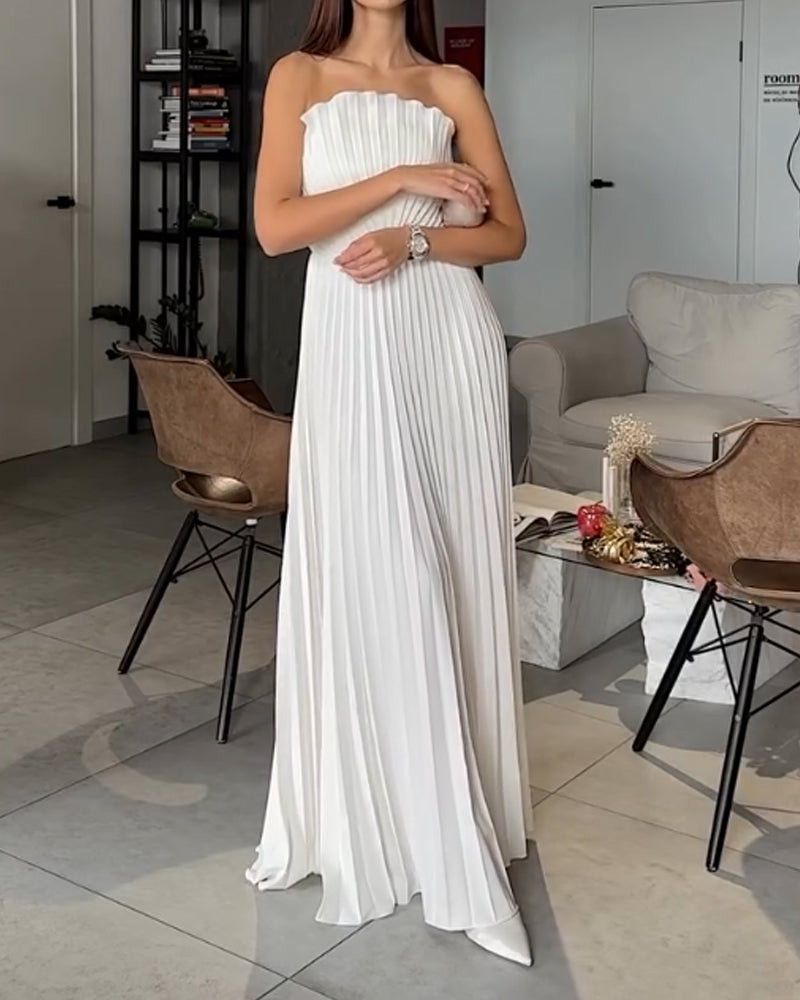 Elegant Pleated Vented Dress