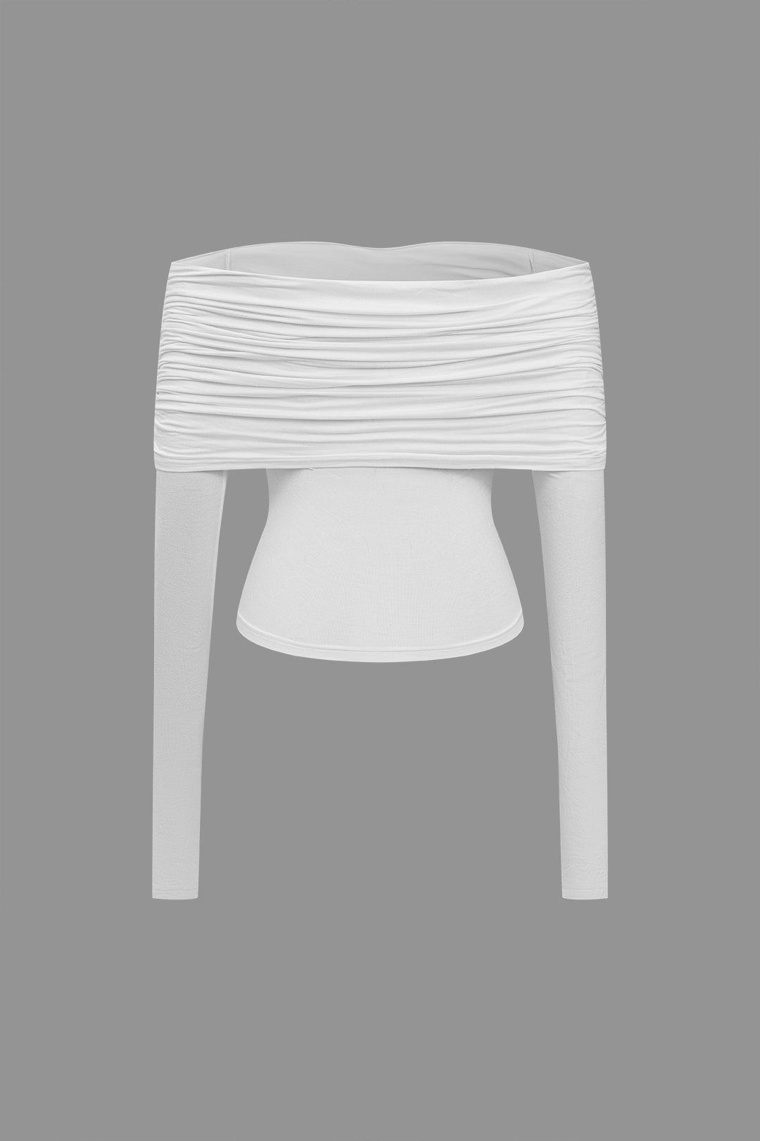 Solid Ruched Long-Sleeve Top