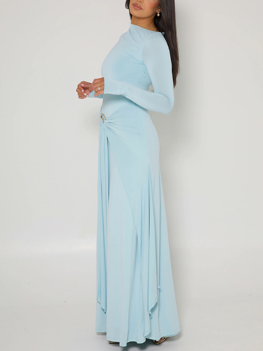 Metallic embellished pleated fitted dress
