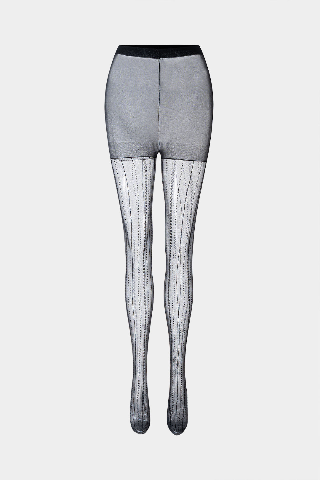 Mesh Diamond Pattern Vertical Stripes Sock