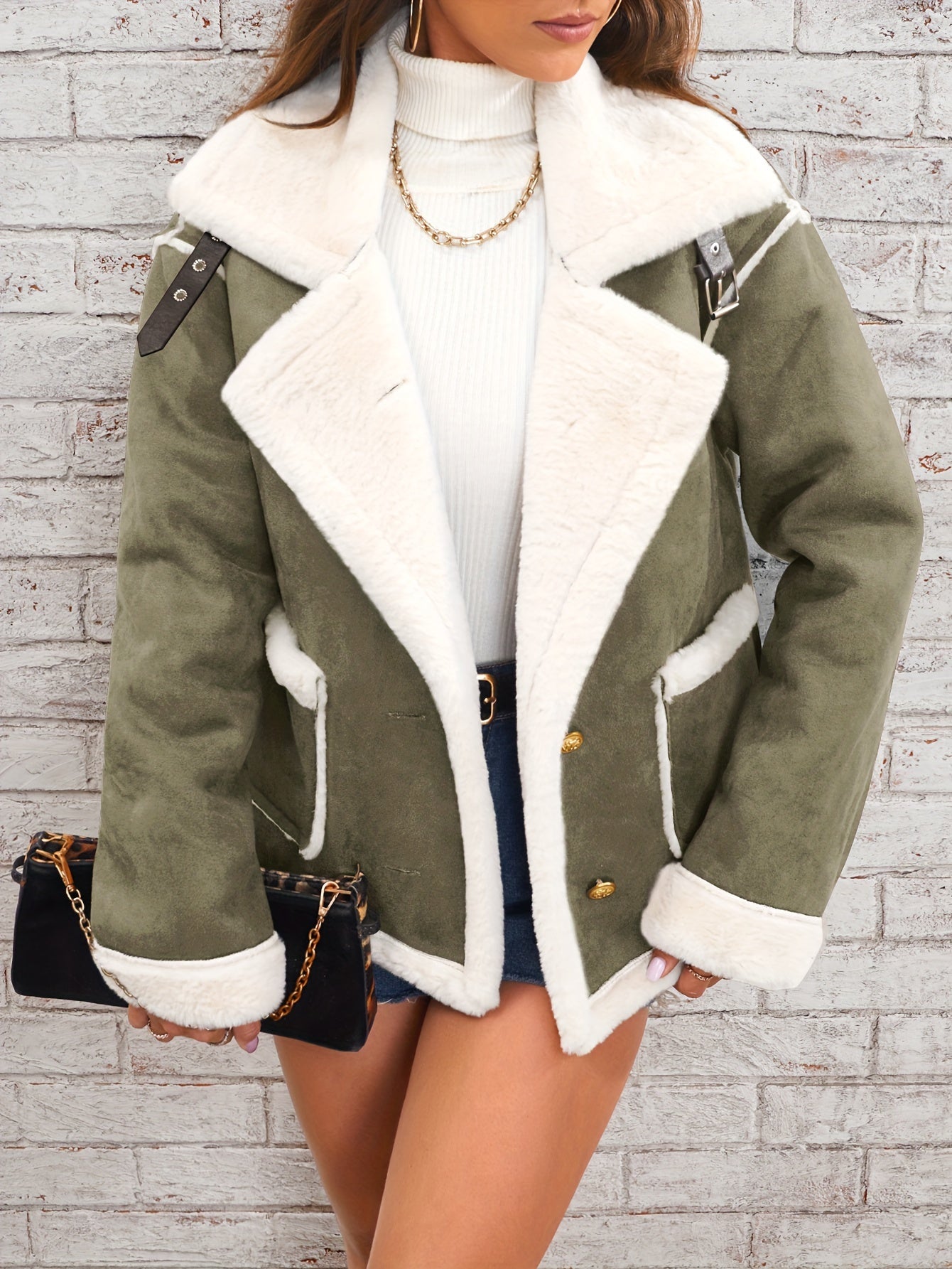 Lapel Plush Jacket, Winter Warm Casual Outwear