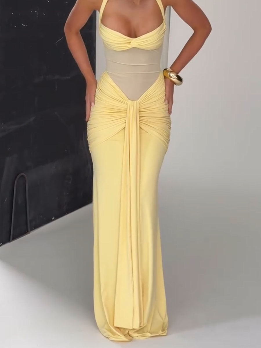 Chic mesh patchwork slim dress